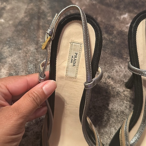 PRADA BLACK SUEDE CRYSTAL
HEEL SANDALS - Picture 7 of 11